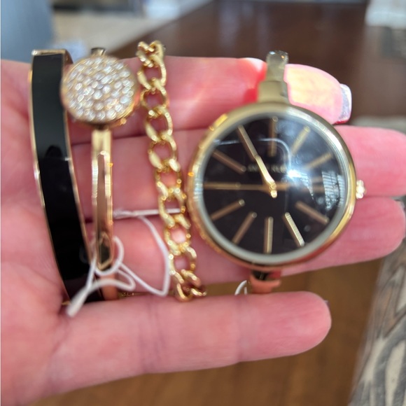 Anne Klein Gold and Black Women's Watch Stacking Set - Picture 3 of 11